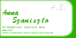 anna szaniszlo business card